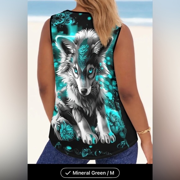 3-D graphic wolf tank top new size medium - Picture 2 of 3